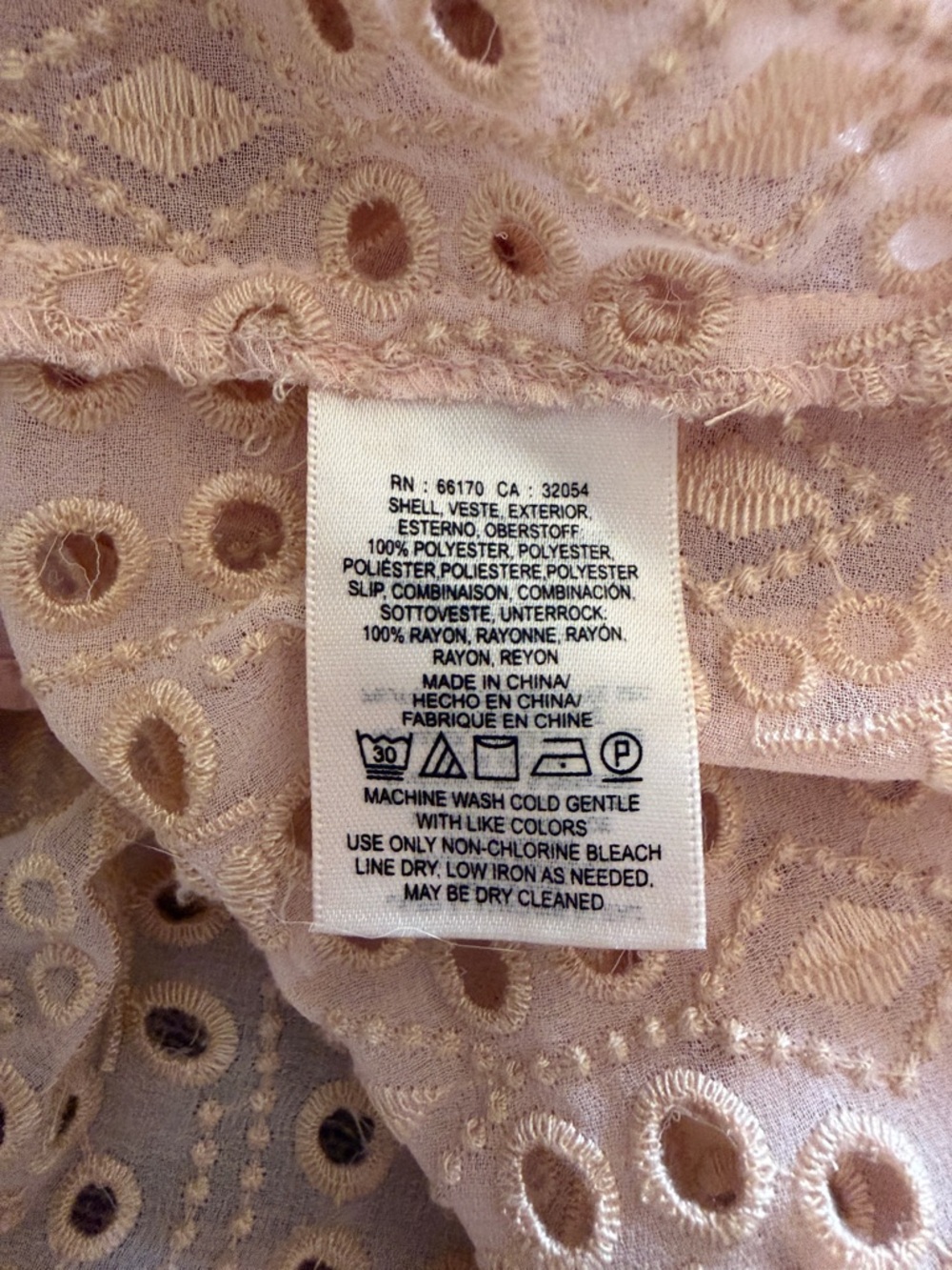 Anthropologie Blush Pink Eyelet Lace Dress, 6P - Picture 6 of 6